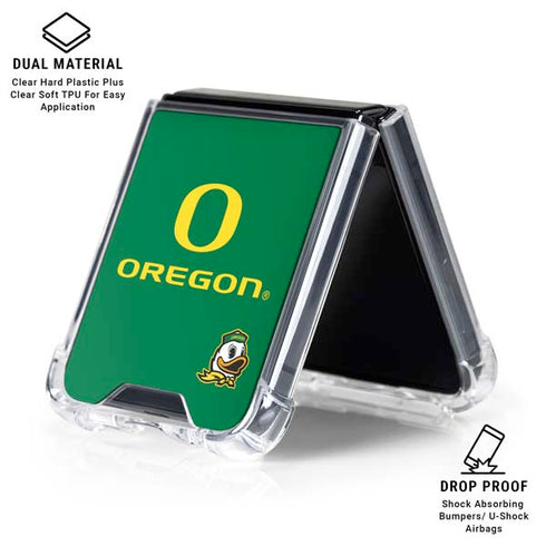 University of Oregon Yellow O with Text Galaxy Z Flip6 Clear Case